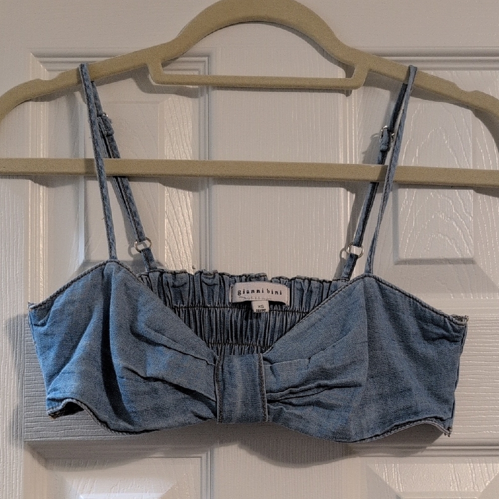 Gianni Bini Blue Denim Crop Top